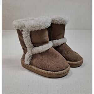 Airwalk Toddler Girl Size 3 Boots Brown Faux Fur Lined Ankle High